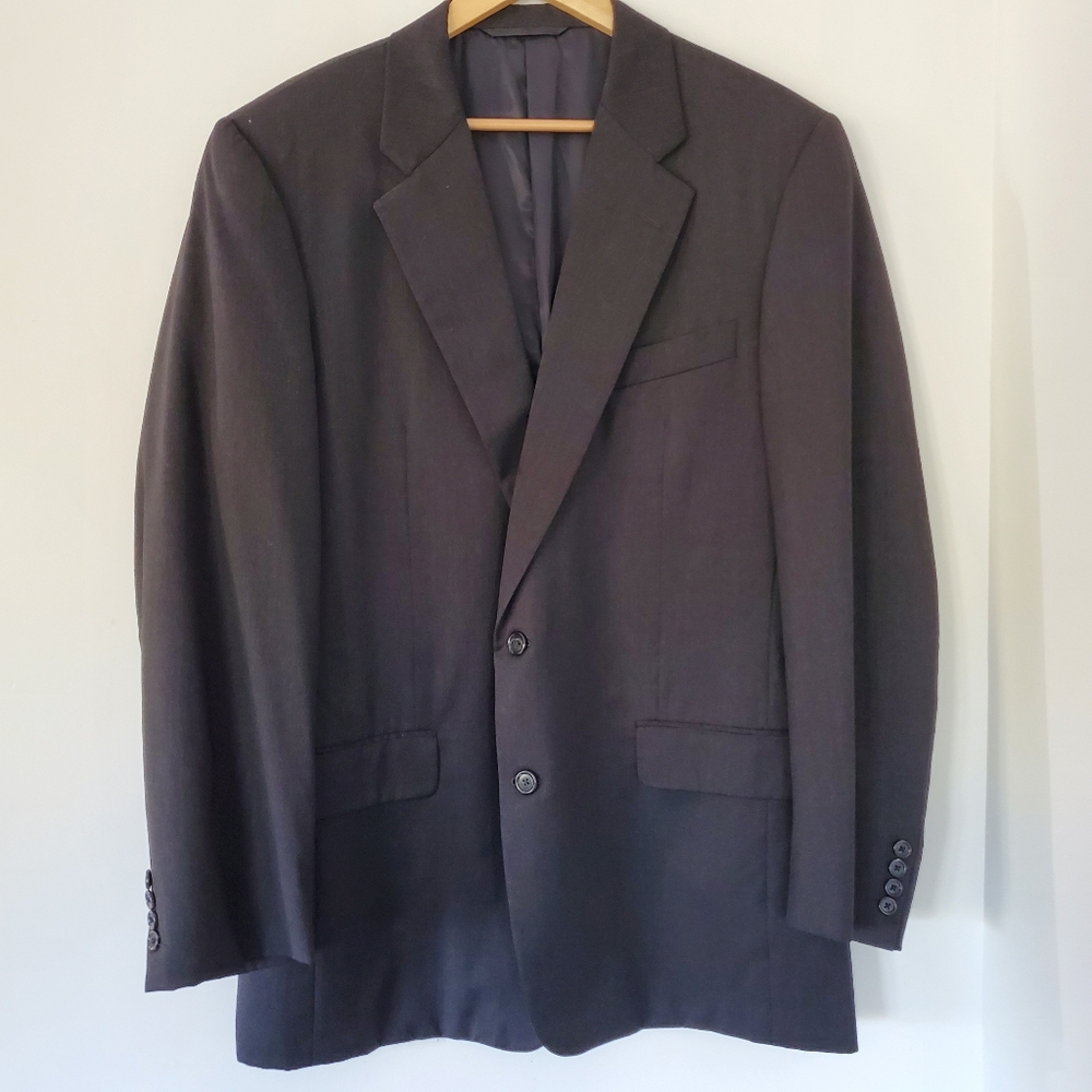 HICKEY FREEMAN 42L Nordstrom Charcoal Gray Pure Wool Suit Jacket Vintage Office